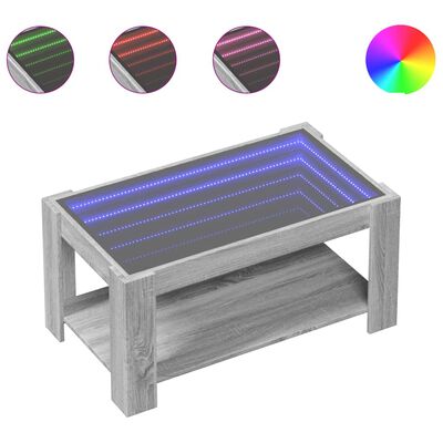 vidaXL Mesa de centro c/ LEDs 93x53x45 cm madeira processada