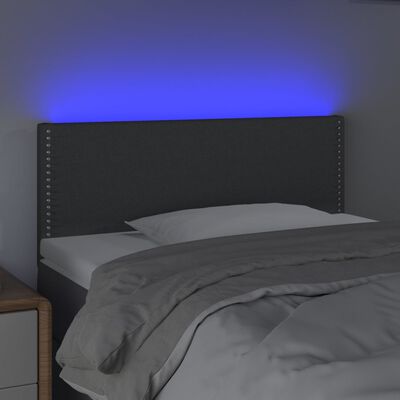 vidaXL Cabeceira de cama c/ luzes LED tecido 90x5x78/88cm cinza-escuro