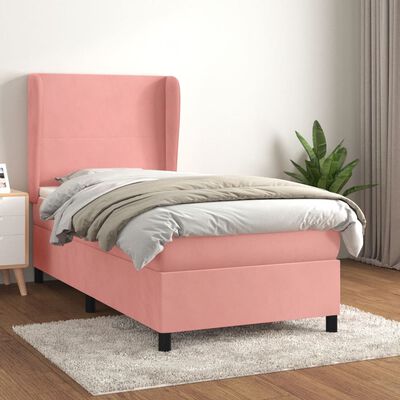 vidaXL Cama com molas/colchão 80x200 cm veludo rosa