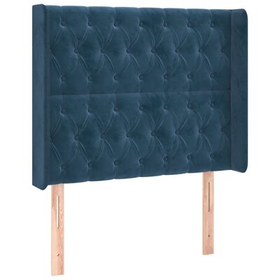 vidaXL Cama box spring c/ colchão/LED 100x200 cm veludo azul-escuro