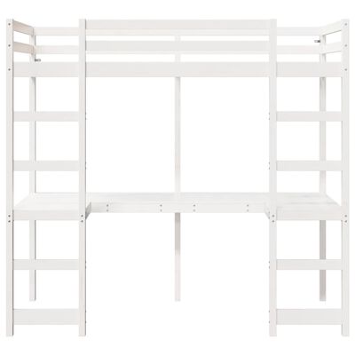 vidaXL Cama alta sem colchão 75x190 cm pinho maciço branco