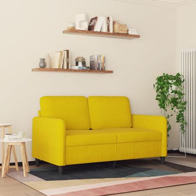 vidaXL Sofá de 2 lugares veludo 120 cm amarelo