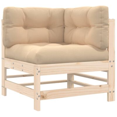 vidaXL 7 pcs conjunto lounge jardim c/ almofadões madeira maciça