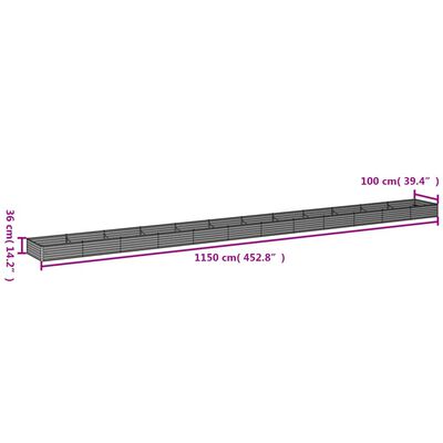 vidaXL Canteiro elevado de jardim 1150x100x36 cm aço corten