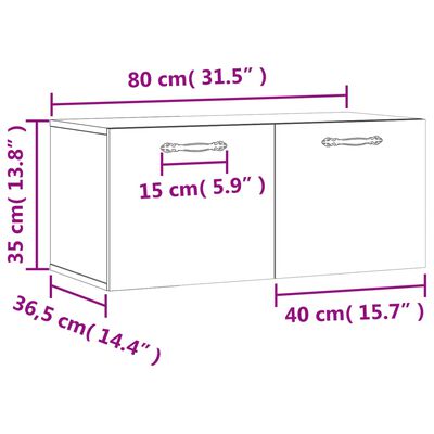 vidaXL Armário parede 80x36,5x35cm derivados madeira carvalho castanho