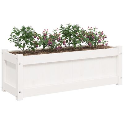 vidaXL Vaso/floreira de jardim 90x31x31 cm pinho maciço branco