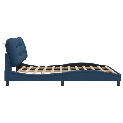 vidaXL Estrutura de cama sem colchão 180x200 cm tecido azul