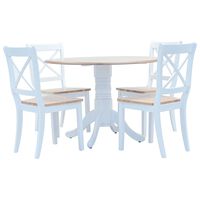 vidaXL 5pcs conjunto jantar madeira seringueira maciça branco castanho