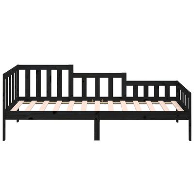 vidaXL Sofá-cama 90 x 200 cm madeira de pinho maciça preto