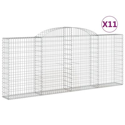 vidaXL Cestos gabião arqueados 11 pcs 300x30x120/140 ferro galvanizado