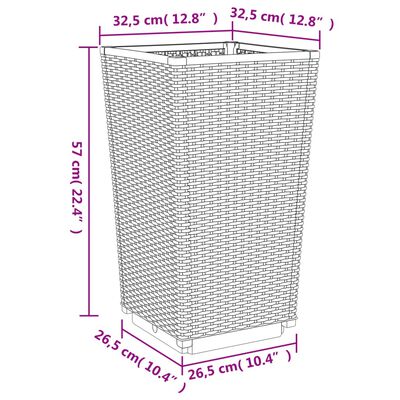 vidaXL Vasos/floreiras 4 pcs 32,5x32,5x57 cm PP branco