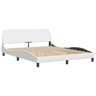 vidaXL Estrutura cama c/ cabeceira 160x200 cm couro artificial branco