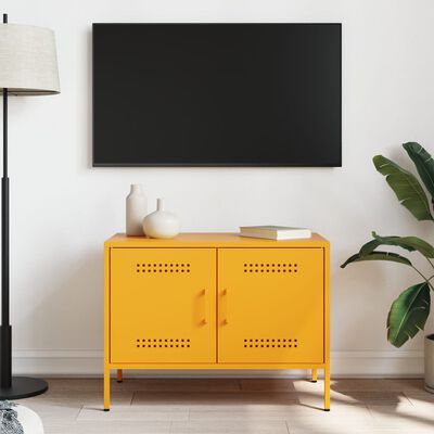 vidaXL Móvel de TV 68x39x50,5 cm aço amarelo mostarda