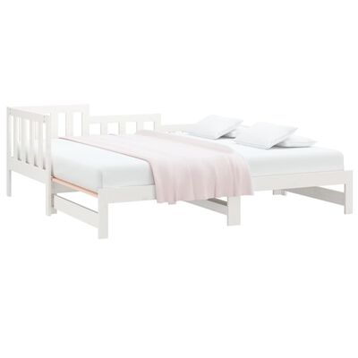 vidaXL Sofá-cama de puxar 2x(80x200) cm pinho maciço branco