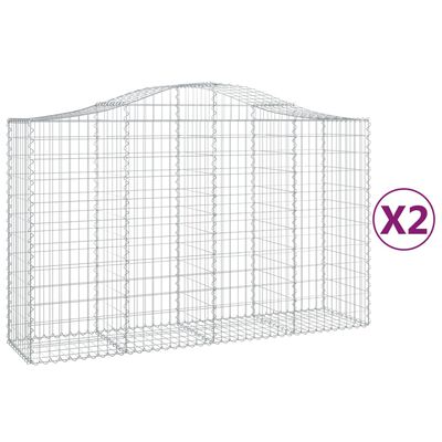 vidaXL Cestos gabião arqueados 2pcs 200x50x120/140cm ferro galvanizado