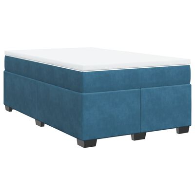 vidaXL Cama boxspring com colchão 120x200 cm veludo azul-escuro