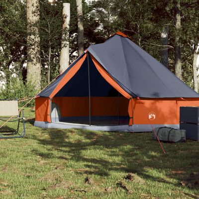 vidaXL Tenda familiar tipi para 6 pessoas impermeável cinza/laranja