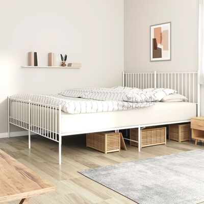 vidaXL Estrutura de cama com cabeceira e pés 180x200 cm metal branco