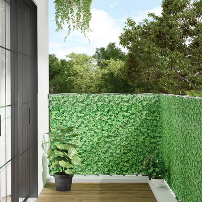 vidaXL Tela privacidade p/ varanda aspeto plantas 600x120 cm PVC verde