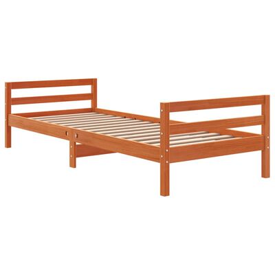 vidaXL Cama sem colchão 75x190 cm madeira de pinho maciça castanho-mel