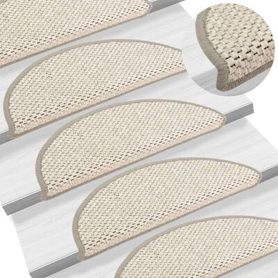 vidaXL Tapetes escada adesivos aspeto sisal 15 pcs 56x17x3cm platinado