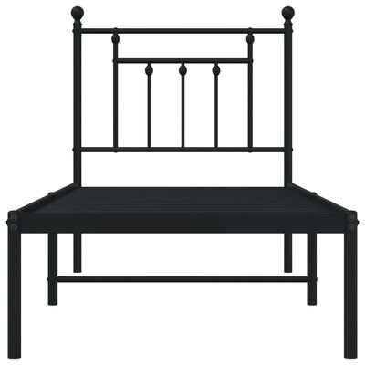 vidaXL Estrutura de cama metal s/ colchão c/ cabeceira 75x190 cm preto