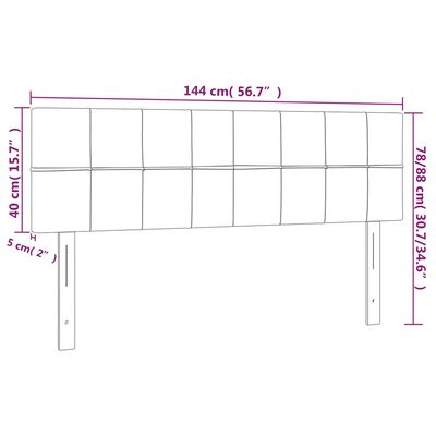 vidaXL Cabeceira de cama c/ luzes LED tecido 144x5x78/88 cm cor creme