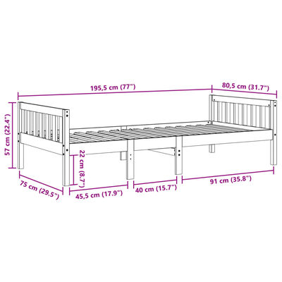 vidaXL Cama de criança sem colchão 75x190 cm pinho maciço branco