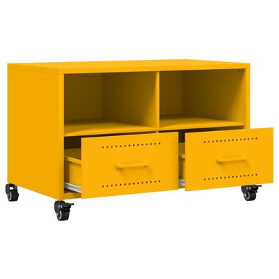 vidaXL Móvel de TV 68x39x43,5 cm aço amarelo mostarda