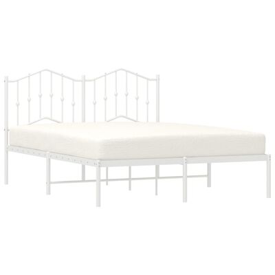 vidaXL Estrutura de cama com cabeceira 135x190 cm metal branco