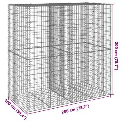 vidaXL Cesto gabião com cobertura 200x100x200 cm ferro galvanizado