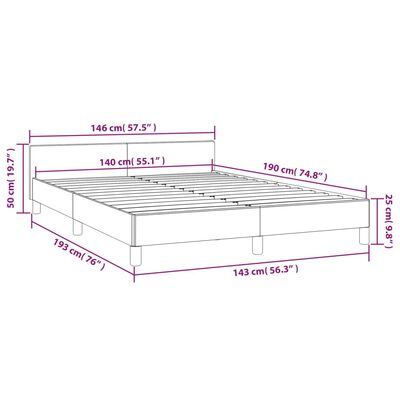 vidaXL Estrutura cama c/ cabeceira couro artificial 140x190 cm branco