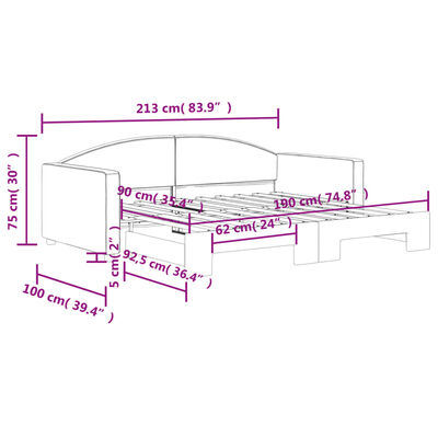 vidaXL Sofá-cama com gavetão 90x190 cm tecido cinzento-escuro