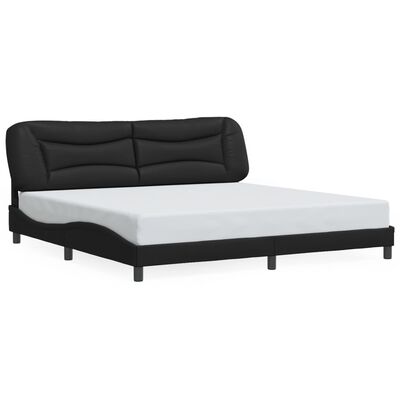 vidaXL Estrutura cama c/ cabeceira 200x200 cm couro artificial preto