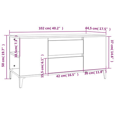 vidaXL Móvel para TV 102x44,5x50 cm derivados de madeira preto