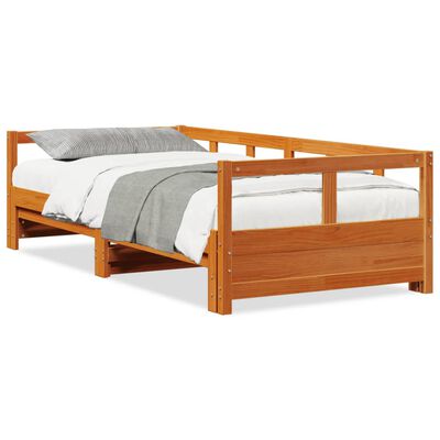 vidaXL Sofá-cama sem colchão 80x200 cm madeira de pinho castanho cera