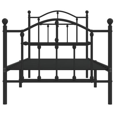 vidaXL Estrutura de cama com cabeceira e pés 90x190 cm metal preto