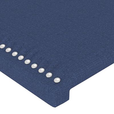 vidaXL Cabeceira de cama c/ luzes LED tecido 147x16x118/128 cm azul