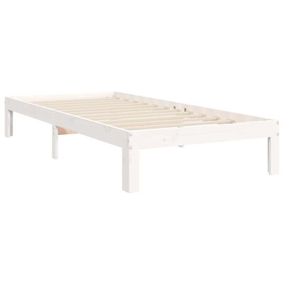 vidaXL Estrutura de cama com cabeceira 100x200cm madeira maciça branco