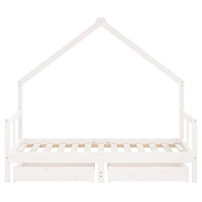 vidaXL Estrutura cama infantil c/ gavetas 80x160cm pinho maciço branco