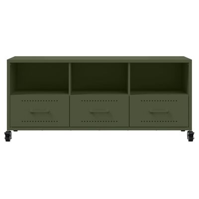 vidaXL Móvel de TV 100,5x39x43,5 cm aço verde-azeitona