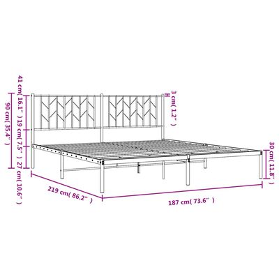 vidaXL Estrutura de cama com cabeceira 183x213 cm metal preto