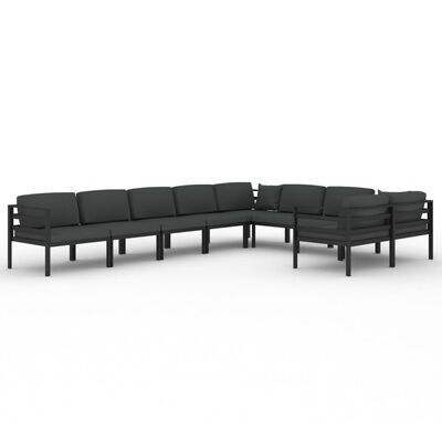 vidaXL 9 pcs conjunto lounge jardim com almofadões alumínio antracite