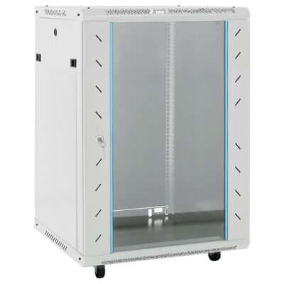 vidaXL Armário bastidor 15U 19" IP20 53x40x80 cm cinzento