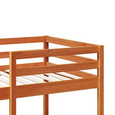 vidaXL Cama alta sem colchão 75x190 cm pinho maciço castanho-mel