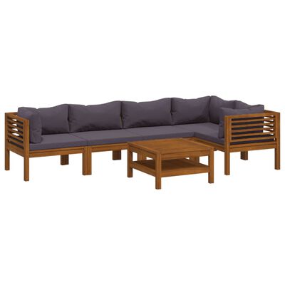 vidaXL 6 pcs conjunto lounge de jardim c/ almofadões acácia maciça