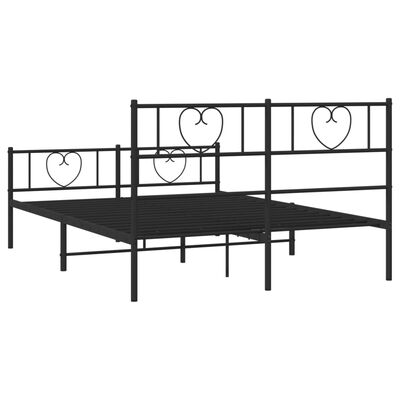 vidaXL Estrutura de cama com cabeceira e pés 135x190 cm metal preto