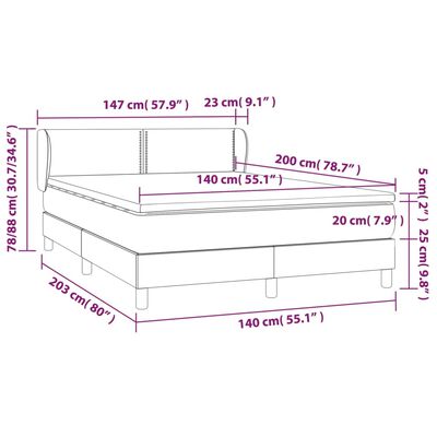 vidaXL Cama com molas/colchão 140x200 cm veludo cinzento-escuro