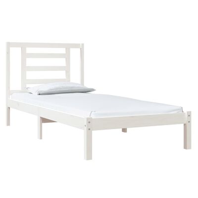 vidaXL Estrutura de cama solteiro 90x190 cm pinho maciço branco