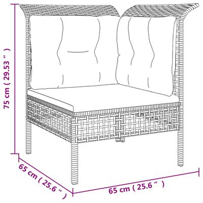 vidaXL 5 pcs conjunto lounge de jardim c/ almofadões vime PE cinzento